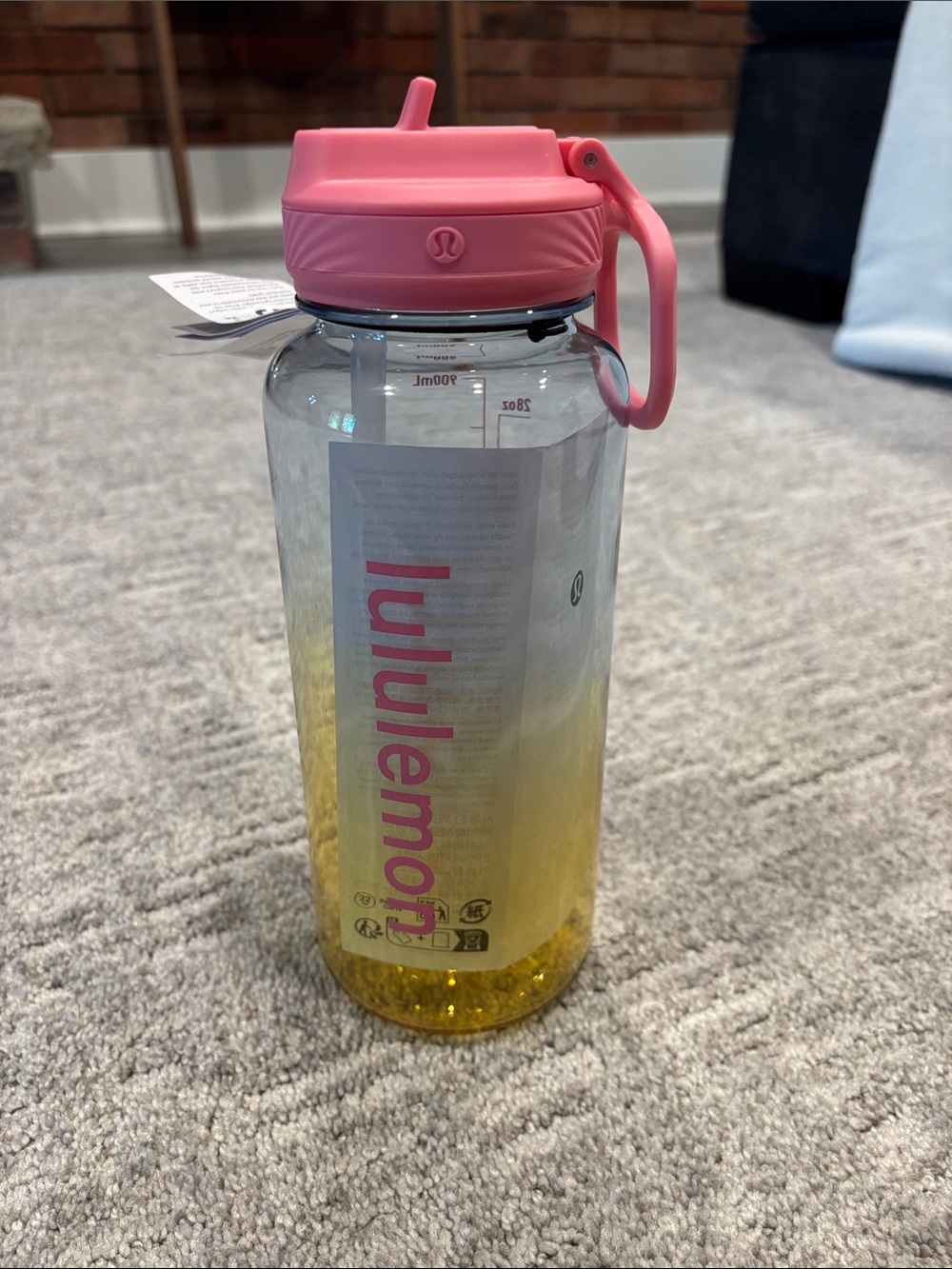 Lululemon Pink & Yellow Gradient Water Bottle